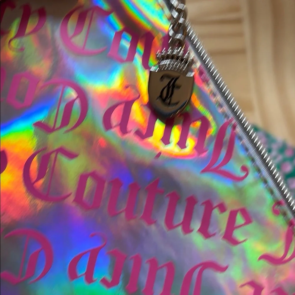 Juicy Couture Iridescent Pink Logo Cosmetic Bag